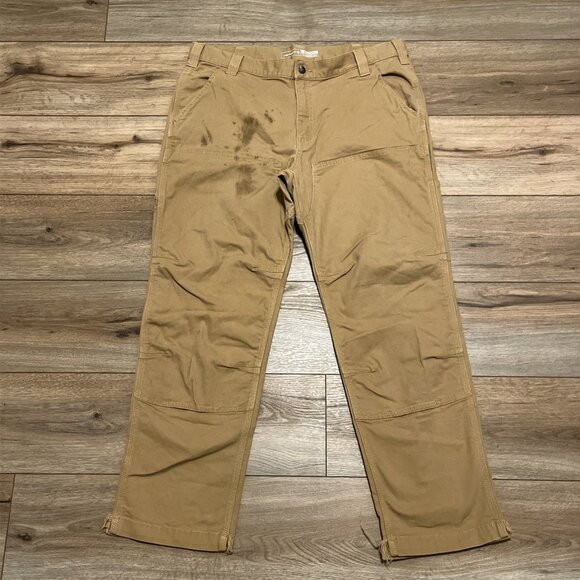 Mens Carhartt Rugged Flex Relaxed Fit Double Knee Pants 38x30 Tan Utility 102802 - Picture 1 of 14